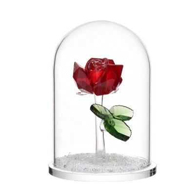 China China Rose made of crystal rose in a glass cover crystal rose flower for sale