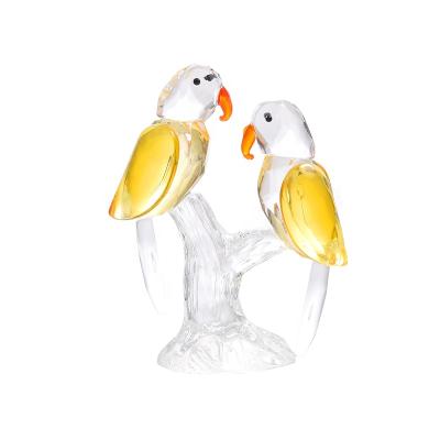 China china made crystal living room decoration yellow bird crystal parrot for home decoration for sale