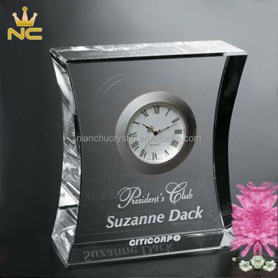 China China Sublimation Glass Empty Crystal Desk Clock For Table Decorations Gifts for sale