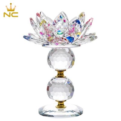 China China Wholesale Colorful Flower Candle Holder Crystal Lotus Kerzenhalter Various for sale