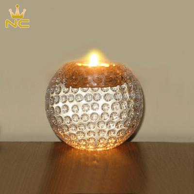 China China Decorative K9 Golf Ball Candle Holders Cheap Glass Crystal for sale