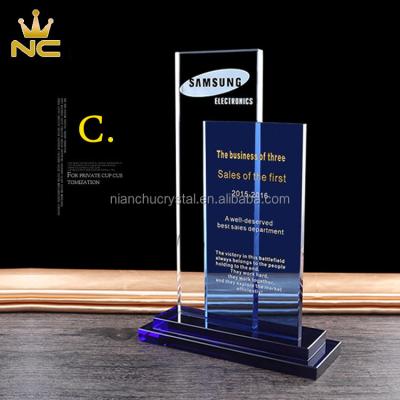 China China Blue Crystal Awards Recognition Plaque For Appreciation Gifts for sale