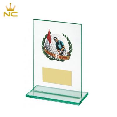 China China Design Sublimation Trophy Crystal Blanks Golf Ball Plaques With Custom Logo for sale