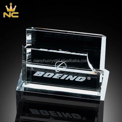 China China Customized Square Crystal Business Card Holder For Office Desk Gifts for sale