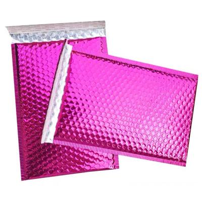 China Durable / Protective / Recyclable / 18 x 23cm Metallic Foil Padded Envelopes Pink Shock Resistance Bags Pink Bubble Mailers for sale