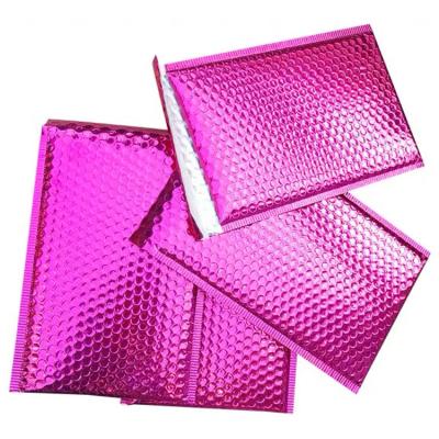 China Durable / Protective / Recyclable Shock Resistance / 20 x 28cm Pink Composite Bubble Mailer Metallic Envelope For Protective Packing In Transportation for sale