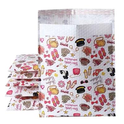 China Shockproof Cosmetics Shipping Custom Logo Light Pink Holographic Padded Bubble Packaging Ads for sale