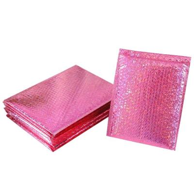 China Shockproof Padded Bubble Wraps Poly Pink Packaging Mailing Bubble Mailers With Strong Adhesive for sale