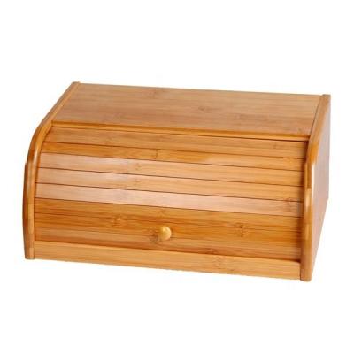 China Freshness Keeping Bamboo Bread Box For Kitchen Countertop Rolltop Breadbox for sale