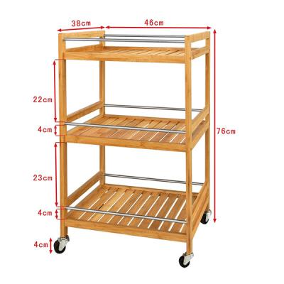 China 3 Tier Eco - Friendly Low Price Wooden Hand Kitchen Trolley for sale