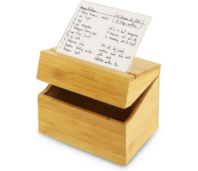 China Nice full size sustainable durable and eco-friendly bamboo recipe box for home kitchen for sale