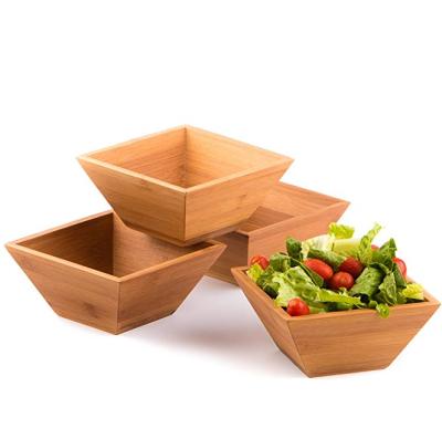 China Sustainable Natural Bamboo Square Salad Bowl Bowl for sale