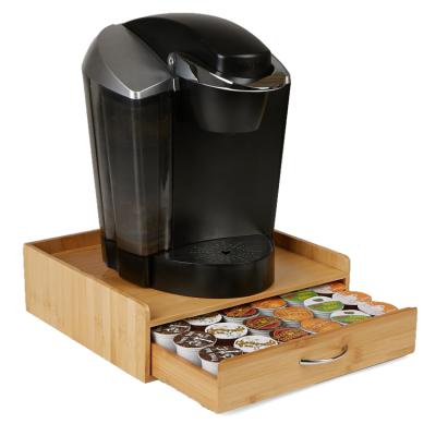 China Sustainable Bamboo Coffee Cup Drawer Storage Organizer K-Cup Coffee Pods Holder for sale