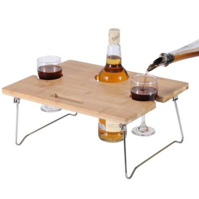 China Eco - Friendly Custom Bamboo Folding Wine Table , Picnic Wine Table for sale