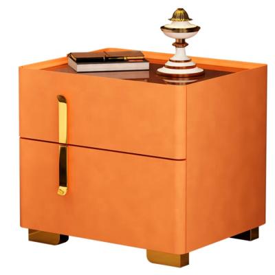 China Orange bedside tables night stand bedroom furniture (height) luxury hotel style wooden bedside table adjustable European for sale