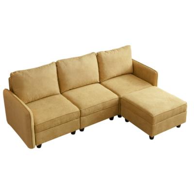 China (Size) Hot Selling Adjustable Sofa With Storage Box Free Sectional Shipping Yellow Sofas Set Modern Living Room Furniture for sale