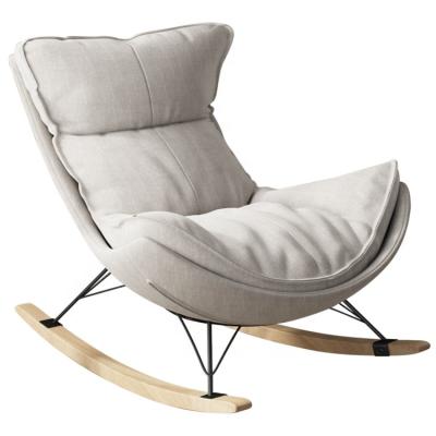 China Modern Free Standing Wooden Swing Chairs Large Modern Chaise Lounge Fabric Leisure Chair Recliner for sale