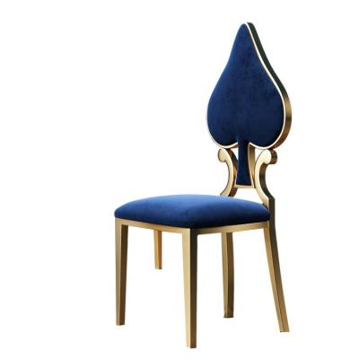 China Luxury Leisure Chair Foshan Furniture Hotel Dining Chair Love Backrest Gold Stainless Steel Banquet Chair Wedding Chairs for sale