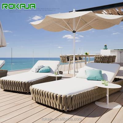 China Modern Nordic Luxury Outdoor Villa Courtyard Lounger Chairs Garden Terrace Balcony Rattan Bed And Sofa for sale