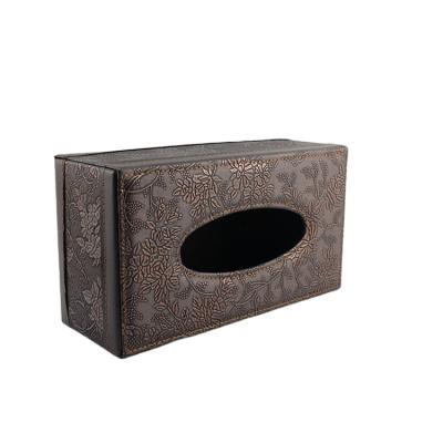 China Eco - Friendly Leather Tissue Paper Case PU Cover Leather Tissue Box for sale