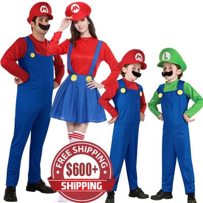 China Free Shipping High Quality Polyester Halloween Party Children Movie Character Super Mario Family Children Parents Cosplay Clothing for sale