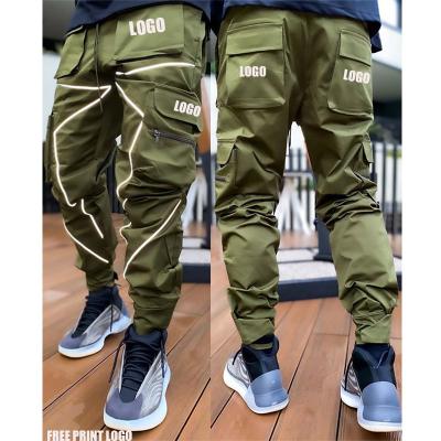 China New Fashionable QUICK DRY Free Shipping Muscle Fitness Men Clothing Spring Autumn Sports Casual Cargo Sweatpants Track Pants Reflective Striped Panties for sale