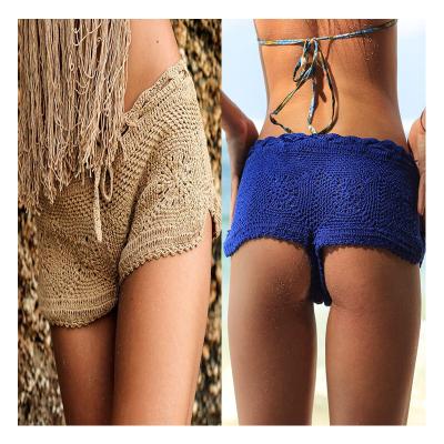 China FREE SHIPPING Crochet Plus Size Hand Sexy Bikini Shorts Bottom Boho Women Pants Beach High Waist Shorts for sale