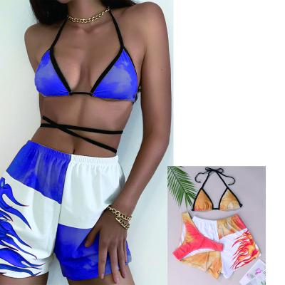 China Free Shipping Colorful Three Piece Swimwear Three Piece Halter Plus Size Bra Women Bikini for sale