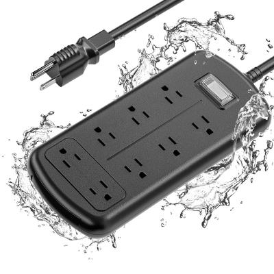 China 8 Outlets 1875W Industrial Wide Overload Protection Outdoor Power Strip Waterproof For Yard Garden Kitchen Baby Animal Black for sale