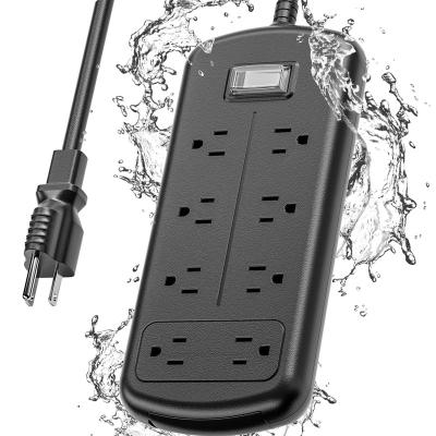 China Commercial IPX6 Rated 1875W Power Waterproof Outdoor Strip Waterproof Outlet For Patio Garage Home Office Black for sale