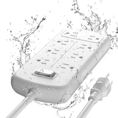 China Outdoor Waterproof Commercial 8 Outlet Surge Protector Power Strip Waterproof For Baby Room Bathroom Kitchen Patio Garden White for sale