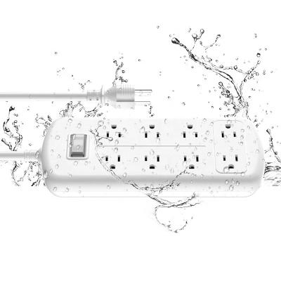 China 8 Commercial Shockproof Sockets With Overload Protection Power Strip Waterproof Suitable For Garden Terrace Kitchen Living Room White for sale