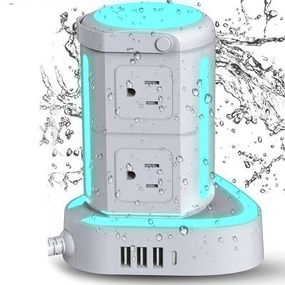 China Commercial Power Strip Tower Waterproof Surge Protector With 6 Outlets 3 USB Expansion Outlets for sale