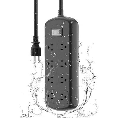 China Waterproof Commercial 8 Outlet Surge Protector IPX6 Rated Outdoor Waterproof Power Strip For Home Yard And Garden Black for sale