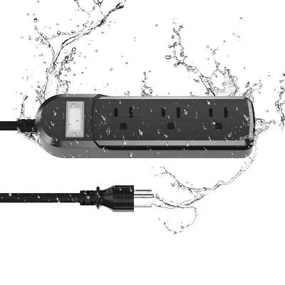 China Wide Spaced Waterproof Surge Proof Power Strip 3 Outlets 1875W Waterproof Power Strip For Patio Garden Kitchen Nursery for sale