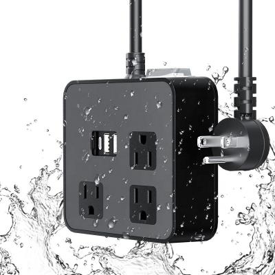 China IPX6 Commercial Waterproof Power Strip US Cube Socket With USB And Type-C Ports For Home Office Kitchen Bathroom for sale