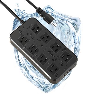 China 1875W Commercial Waterproof Outlets 3USB IPX6 Waterproof Surge Protector 8AC USA Surge Protector for Home Yard and Garden for sale