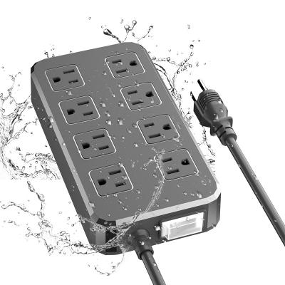 China Industrial 8AC USA plugs 3USB ports overload protection and impact resistant multifunctional waterproof socket for home and outdoor for sale