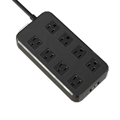 China Hospital 8 Plug Power Strip 6ft Extension Cord 16AWG US Plug 3USB Ports For Family RV Travel Office Dorm for sale