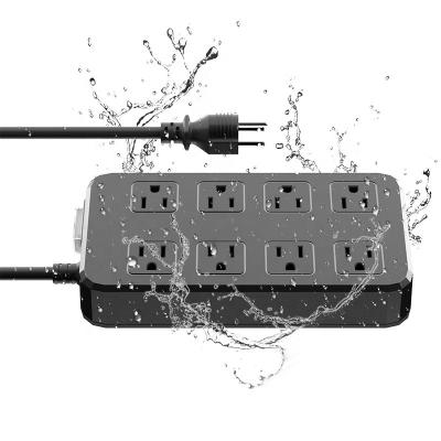 China Industrial Shock And Surge Protection 1875W Power Strip 3USB 8AC Outlets US Waterproof Outlet For Patio Garage Home Office for sale