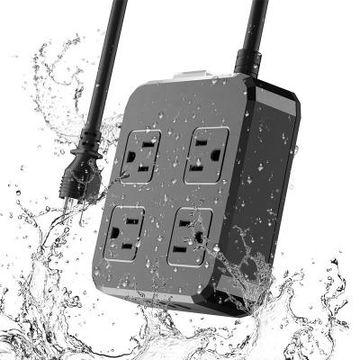 China US Commercial Overload Protection 4 Wide Spaced Outlets Waterproof Power Strip Sockets 3USB For Garden Kitchen Camping Bathroom for sale