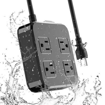 China Commercial 4 Wide Pitch Outlet With 3 USB Ports IPX6 Waterproof US Standard Power Strip For Home Office Dorm Kitchen Bathroom for sale