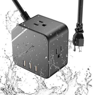 China Commercial outdoor waterproof power strip with 3 sockets and 3 usb for camping garden kitchen bathroom for sale