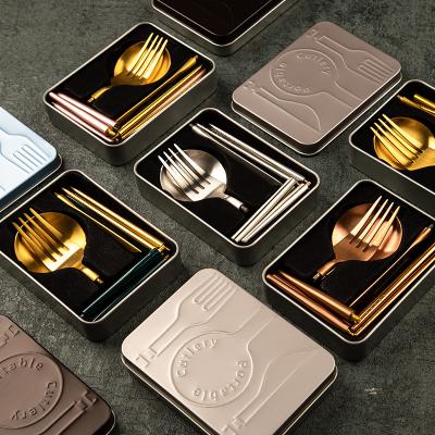 China Viable Outdoor Folding Portable Luxury Nordic Cutlery 18/10 Knife Fork Spoon Gold Flatware 304 Stainless Steel) (Set For Wedding for sale