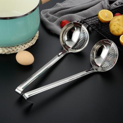 China Tools Kitchenware Tools Kitchenware Removable Hot Double Slotted Pocket Soup Spoon Skimmer Skimmer Spoon Stainless Steel Pot Slotted Set for sale