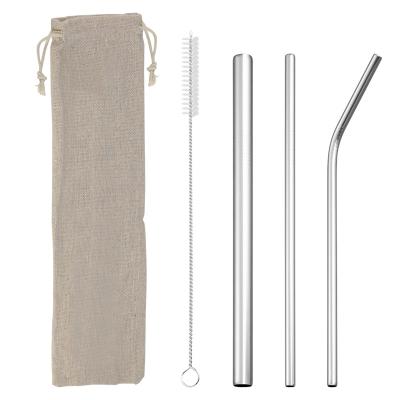 China Viable Metal Straw Set With Bag Custom 304 Stainless Steel Drinking Cleaning Brush Eco-Friendly Portable Reusable Wholesale for sale