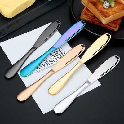 China Viable 3 in 1 Colorful Kitchen Instruments PVD Metal Butter Spreader Knife Stainless Steel Cheese Knife Set for sale