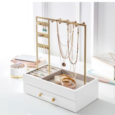 China Custom Wooden Necklace Display Stand Wooden Jewelry Display Stand For Necklaces, Wash White for sale