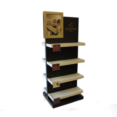 China Custom Promotion Floor Standing Layered Chocolate Display Stand for sale