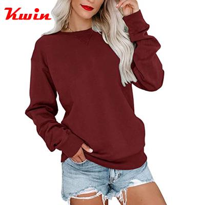 China Anti-Wrinkle Customized Women's Casual Long Sleeve Sweatshirt Crewneck Pullover Loungewear Sweatshirt Top for sale